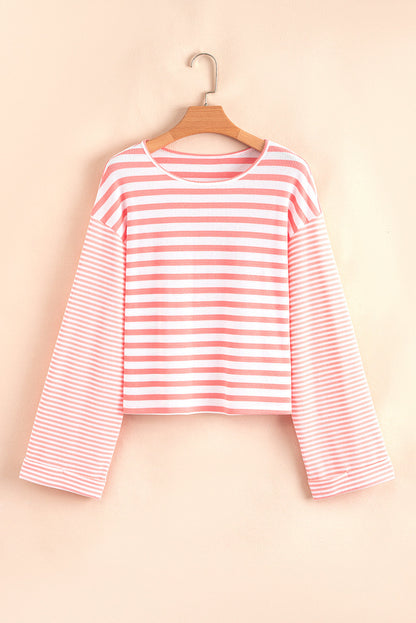 Threaded Pear Lilly Textured Contrast Dropped Long Sleeve Top