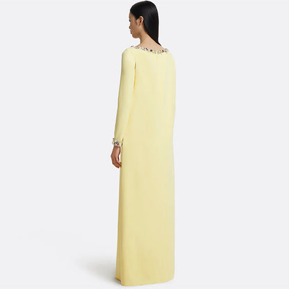 Fashionable Minimalist Beaded Long Dress | Loose-Fitting Elegant Maxi Dress | High-Sense Chic Casual Gown | Sophisticated Oversized Beaded Dress for Women