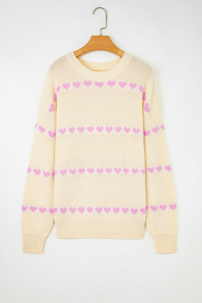 Threaded Pear Navy Valentine Ribbed Knit Sweater