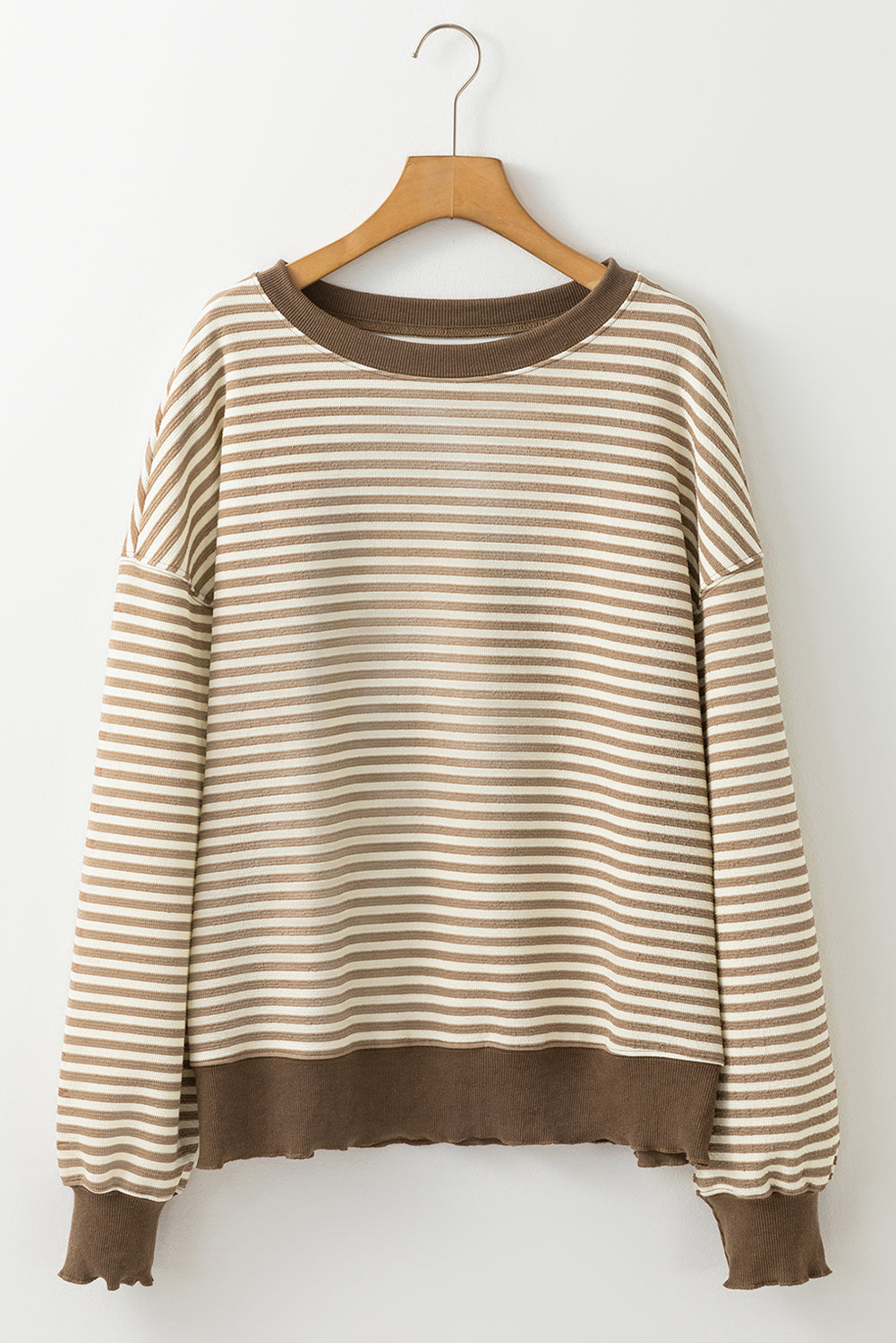 Threaded Pear Angie Stripe Loose Drop Shoulder Long Sleeve Top