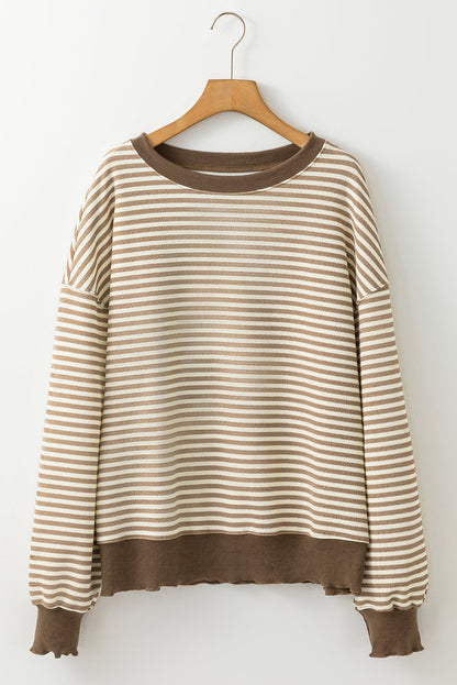 Threaded Pear Angie Stripe Loose Drop Shoulder Long Sleeve Top