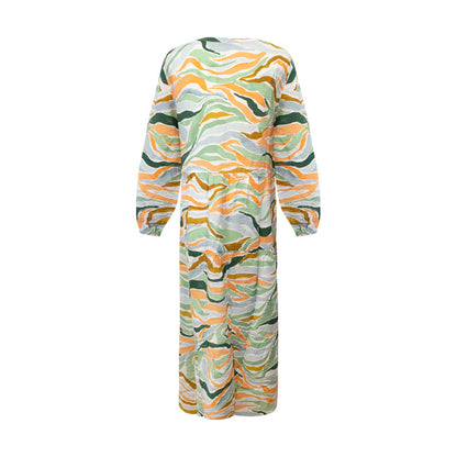 Tom Tailor Women's Colourful Wavy Design Maxi Dress