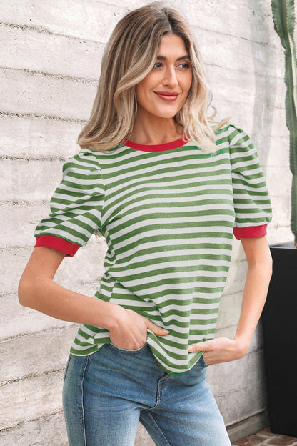 Threaded Pear Joy Sleeve Contrast Trim Tee