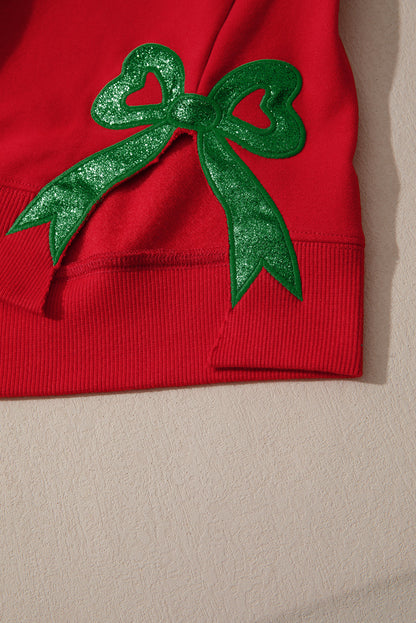 Threaded Pear Paulina Bow Decor Christmas Sweatshirt