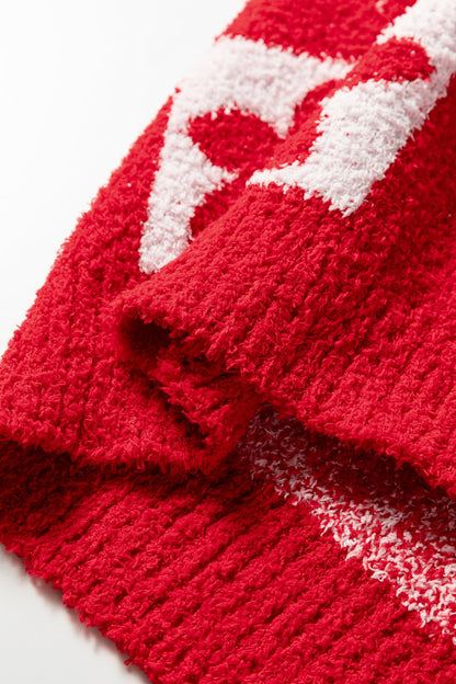 Threaded Pear Marianna Checkered Knit Loose Sweater