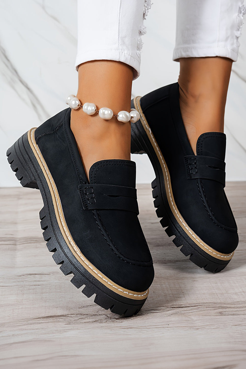 Threaded Pear Lyra Slip On Chunky Loafers