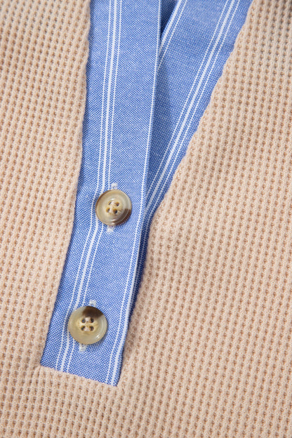 Threaded Pear Evelynn Waffle Knit Collared PLUS Top