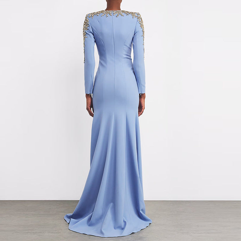 Women’s Heavy Duty Beaded & Diamond Encrusted Wedding Dress | High-Sense Petite Trailing Bridal Gown | Trendy Minimalist Couture Long Dress | Luxury-Label Statuesque Radiant Ceremony Wear | 2026 High-Fashion Emerald-Luxe Essential