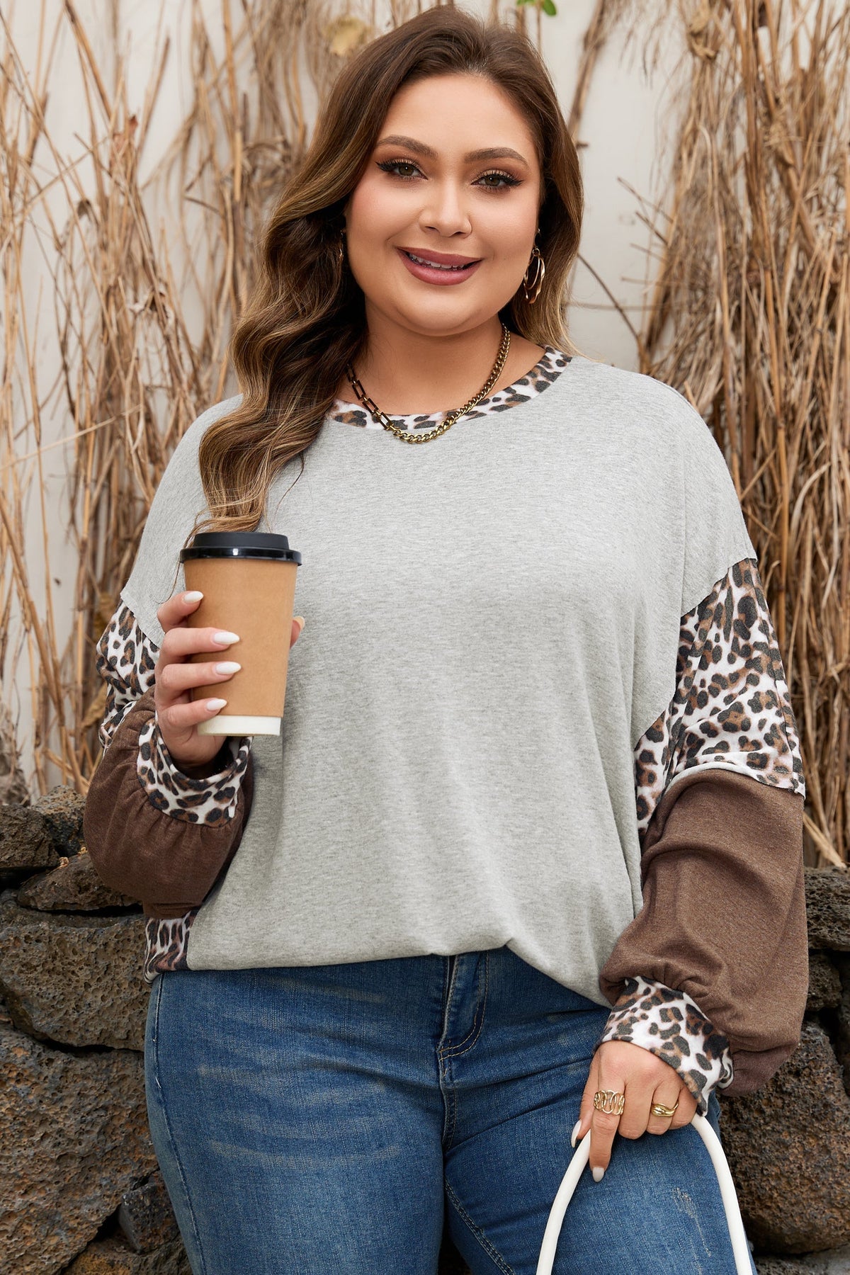 Threaded Pear Camila Block Patchwork Dolman PLUS Sweatshirt