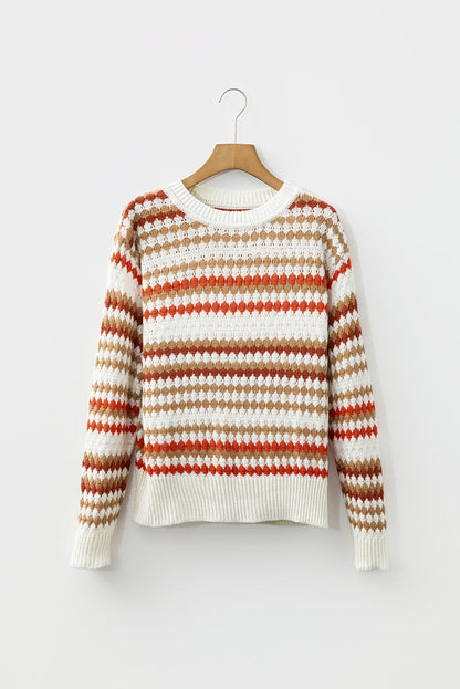 Threaded Pear Jimena Patterned Drop Shoulder Sweater