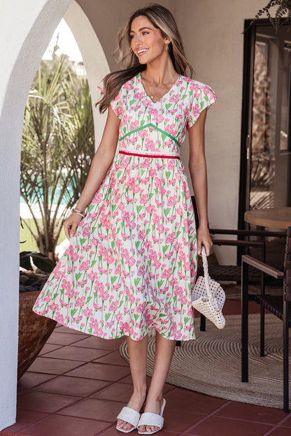 Threaded Pear Callie Sleeve Elegant Midi Dress