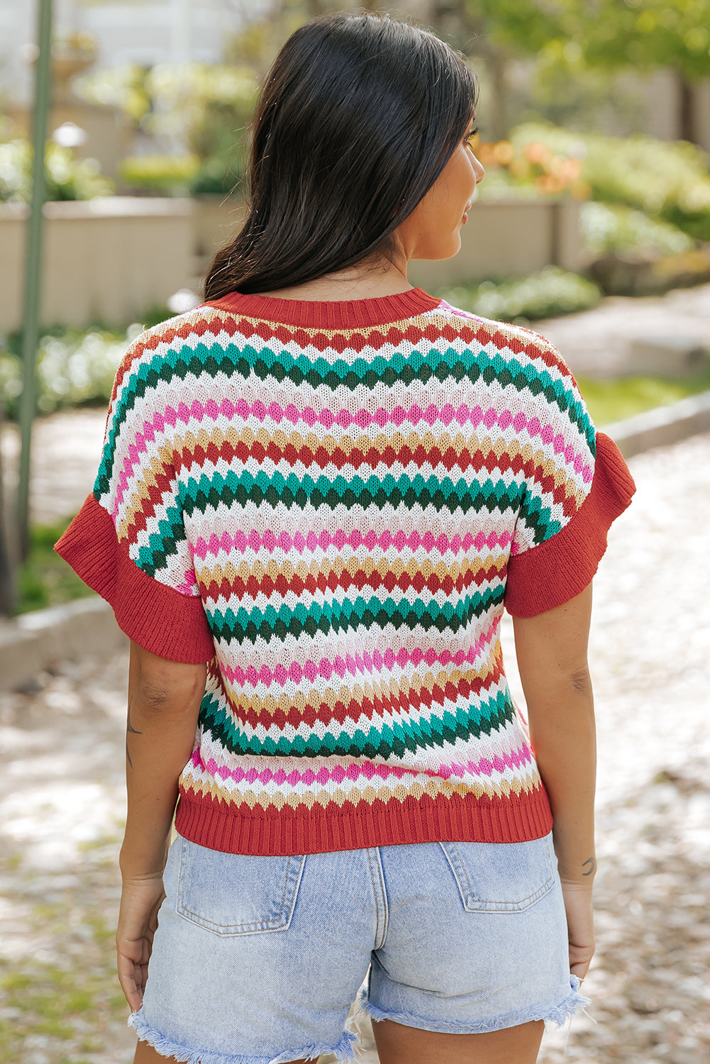 Threaded Pear Molly Sleeve Colorful Textured Sweater