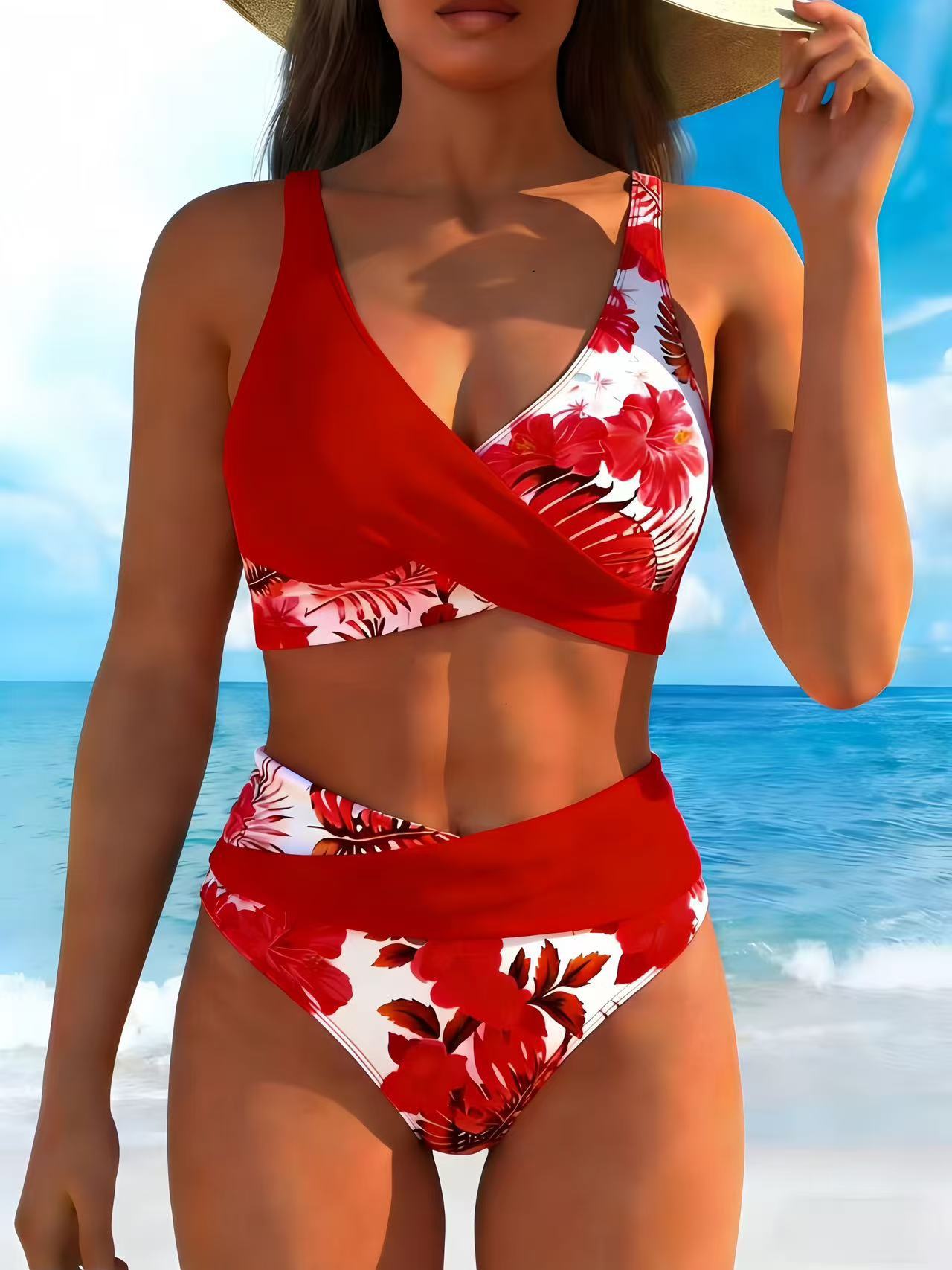 Women's Floral Print Bikini Set Two Piece Swimsuit Sexy European Style