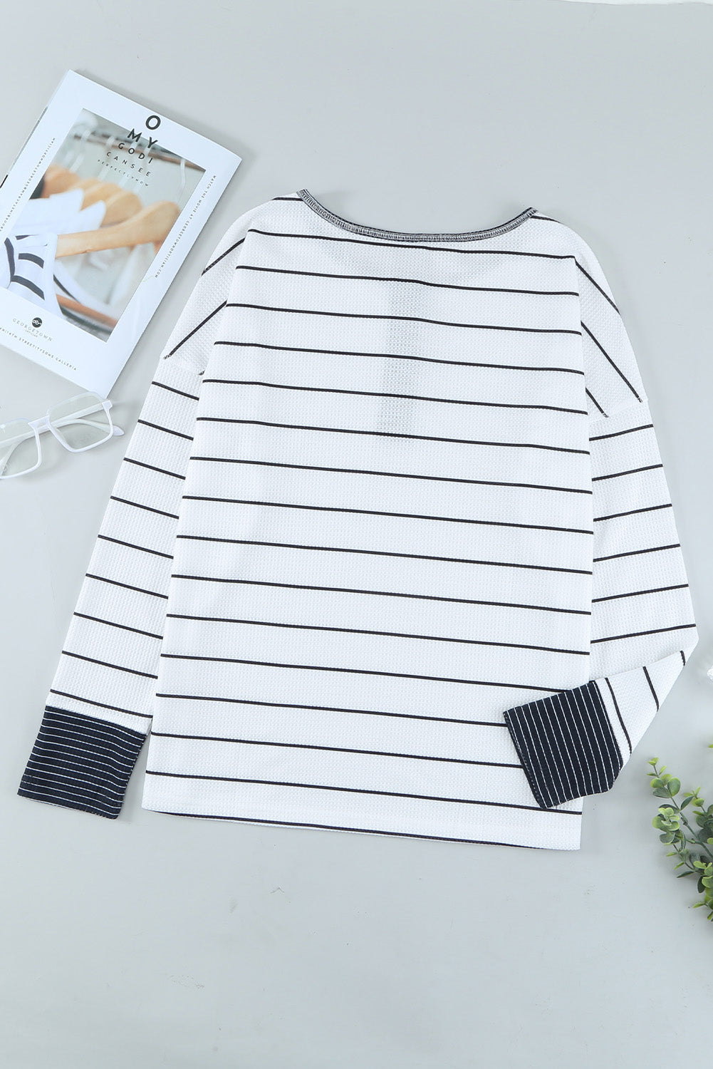 Threaded Pear Simone Henley Waffle Knit Top