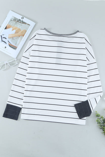 Threaded Pear Simone Henley Waffle Knit Top