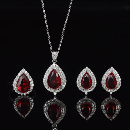 Fashionable Color Gemstone Waterdrop Necklace | Full Diamond Zircon Pendant for Women | Elegant Crystal Teardrop Statement Jewelry | Luxury Anniversary & Wedding Gift Necklace