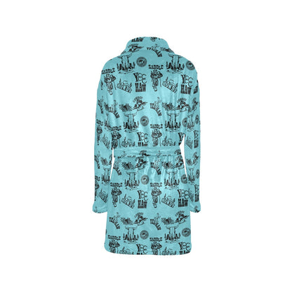 Baha Ranch Blue Cowboy Print Western Bath Robe