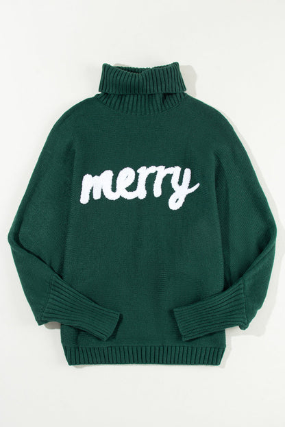 Threaded Pear Belen Letter Embroidered High Sweater