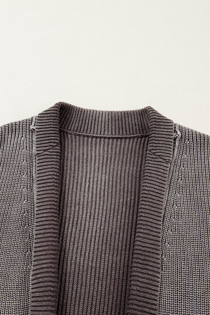 Threaded Pear Sunny Patchwork Knit Open Sweater