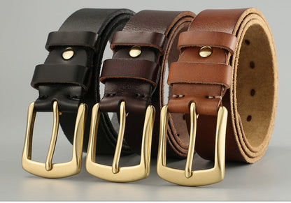 Men’s Handmade Genuine Cowhide Leather Belt | Casual Trend Vintage Waistband | High-Sense Durable Real Leather Belt | Premium Hand-Crafted Accessory for Men