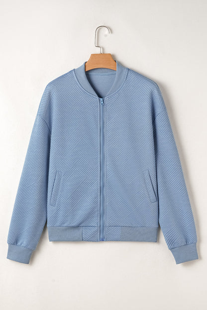 Threaded Pear Nylah Stand Zipper Bomber Jacket