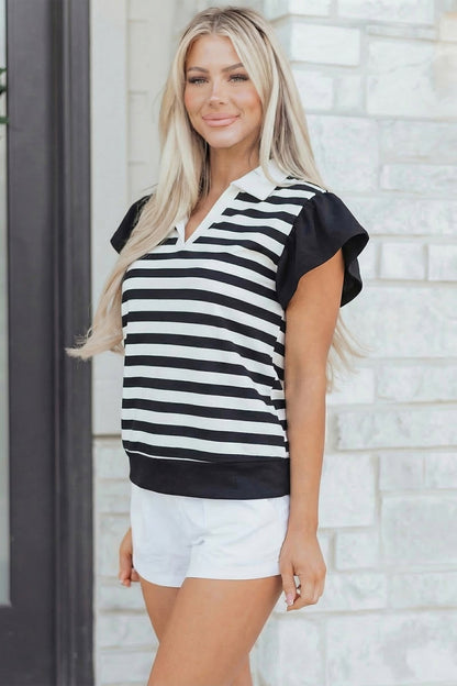 Threaded Pear Lilith Ruffled Short Sleeve Blouse