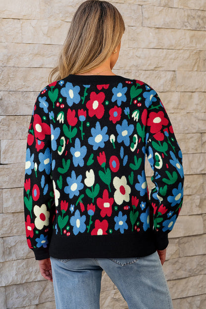 Threaded Pear Zariah Print Short Cardigan Sweater