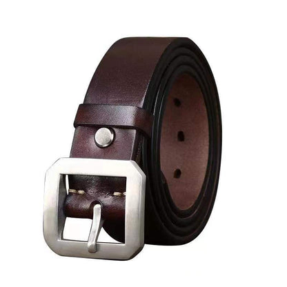 Thick Glossy Pure Cowhide Stainless Steel Belt