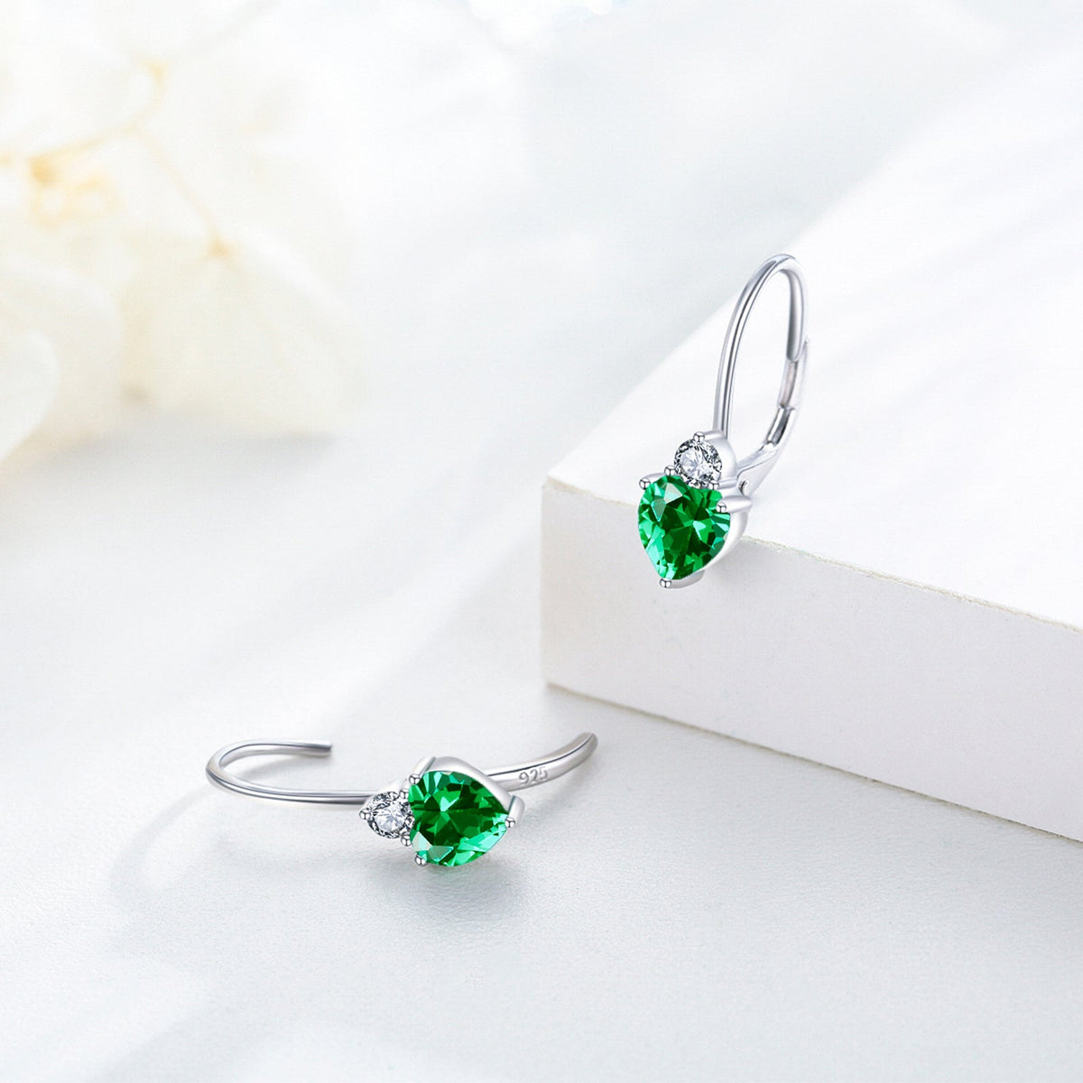 925 Sterling Silver Heart Zirconia Earrings | Hypoallergenic Birthstone Jewelry for Women | Sparkling Romantic Heart Studs for Sensitive Ears