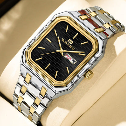 Men’s Luxury Luminous Square Watch | Trendy Square Dial Quartz Wristwatch | Modern Minimalist Glow-in-the-Dark Watch | High-Sense Fashion Waterproof Square Watch for Men
