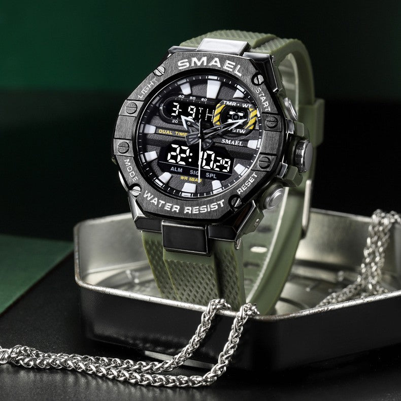 Men’s Digital Alloy Electronic Watch | Luxury Industrial Silver Wristwatch | Waterproof Cyberpunk Style Digital Watch | High-Sense Metal Belt Fashion Watch