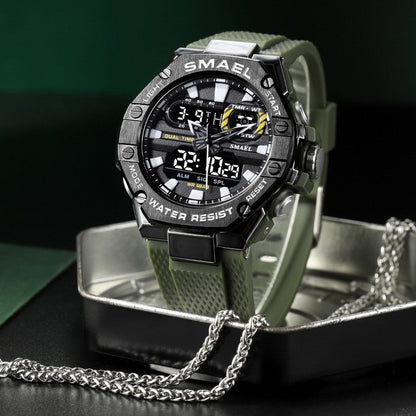 Men’s Digital Alloy Electronic Watch | Luxury Industrial Silver Wristwatch | Waterproof Cyberpunk Style Digital Watch | High-Sense Metal Belt Fashion Watch
