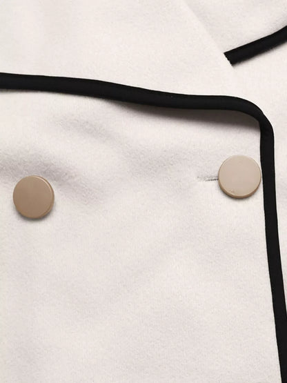 Contrast Trim Double-Breasted Jacket