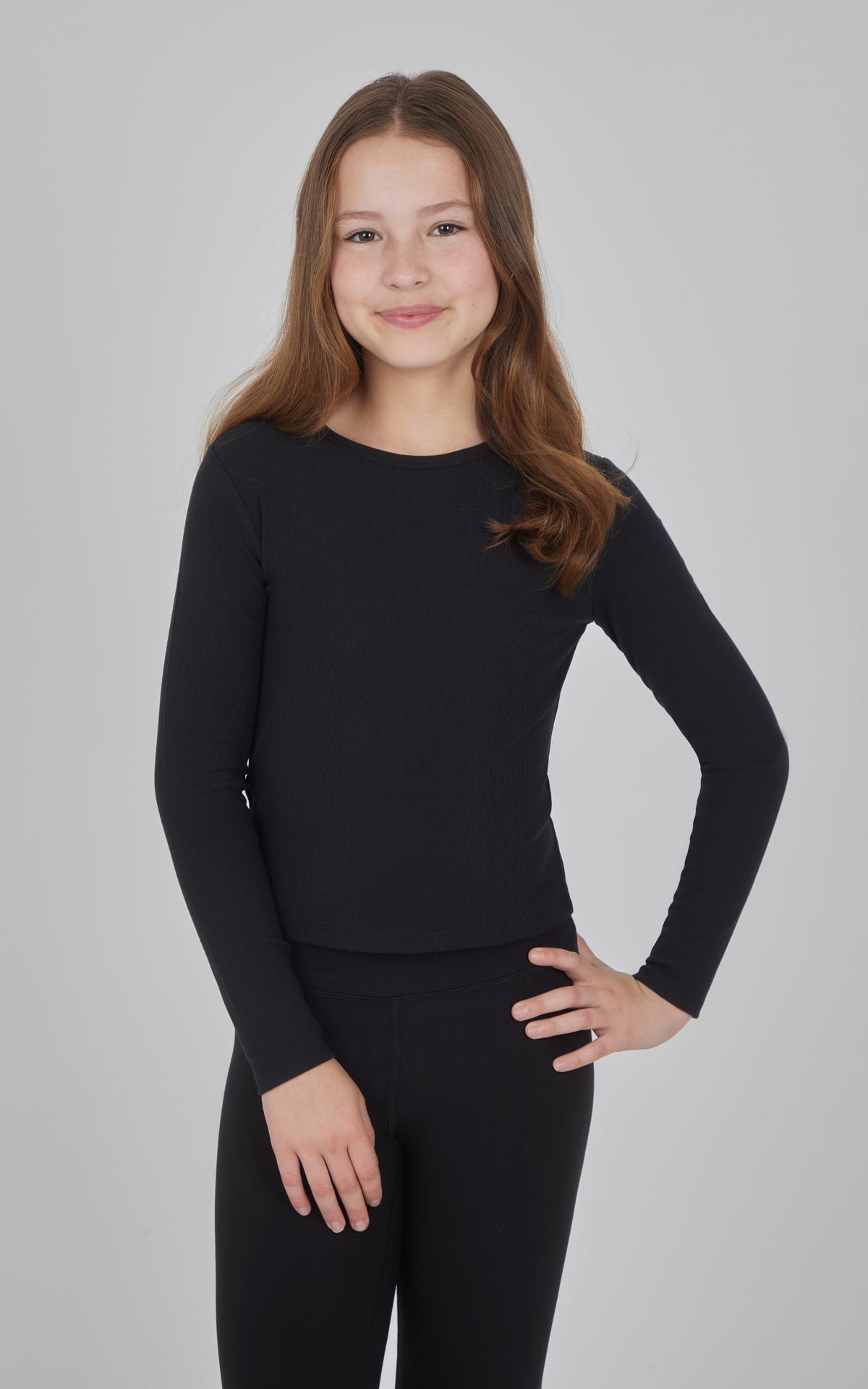 90 Degree by Reflex Girls 3 PK Ribbed Crew Neck Short Sleeve Shirt + Ribbed Crew Neck Long Sleeve Shirt