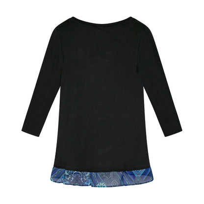 Desigual Women's Blue Patchwork Print Long Sleeve T-Shirt