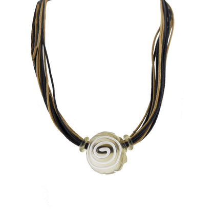 Antica Murrina White Swirl Glass Migion Necklace CO589A32