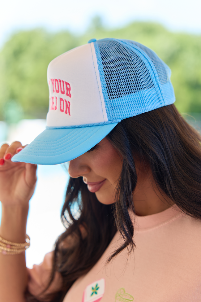 Get Your Mahj On White/Baby Blue Embroidered Trucker Hat