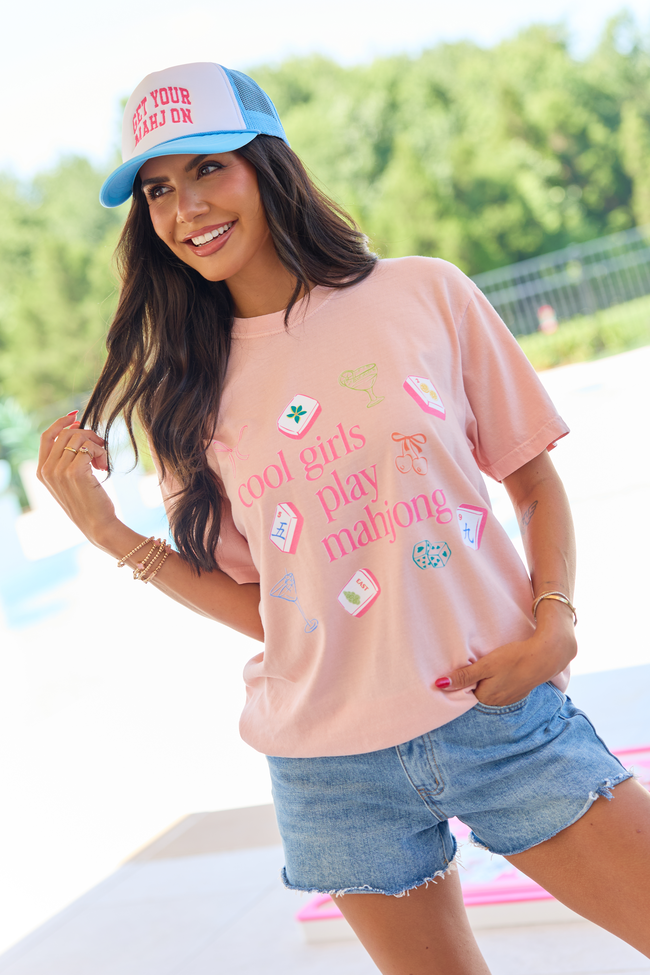 Cool Girls Play Mahjong Orange Graphic Tee