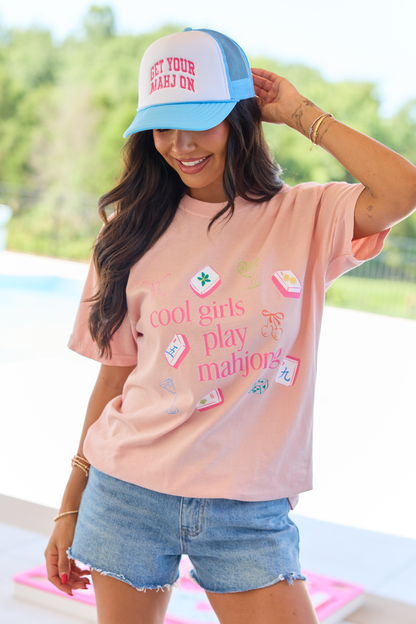 Cool Girls Play Mahjong Orange Graphic Tee