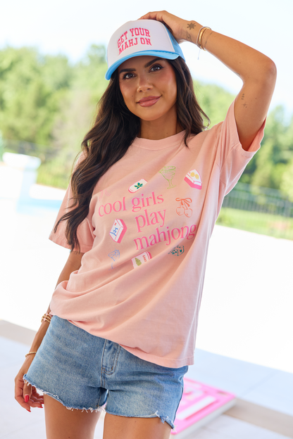 Cool Girls Play Mahjong Orange Graphic Tee