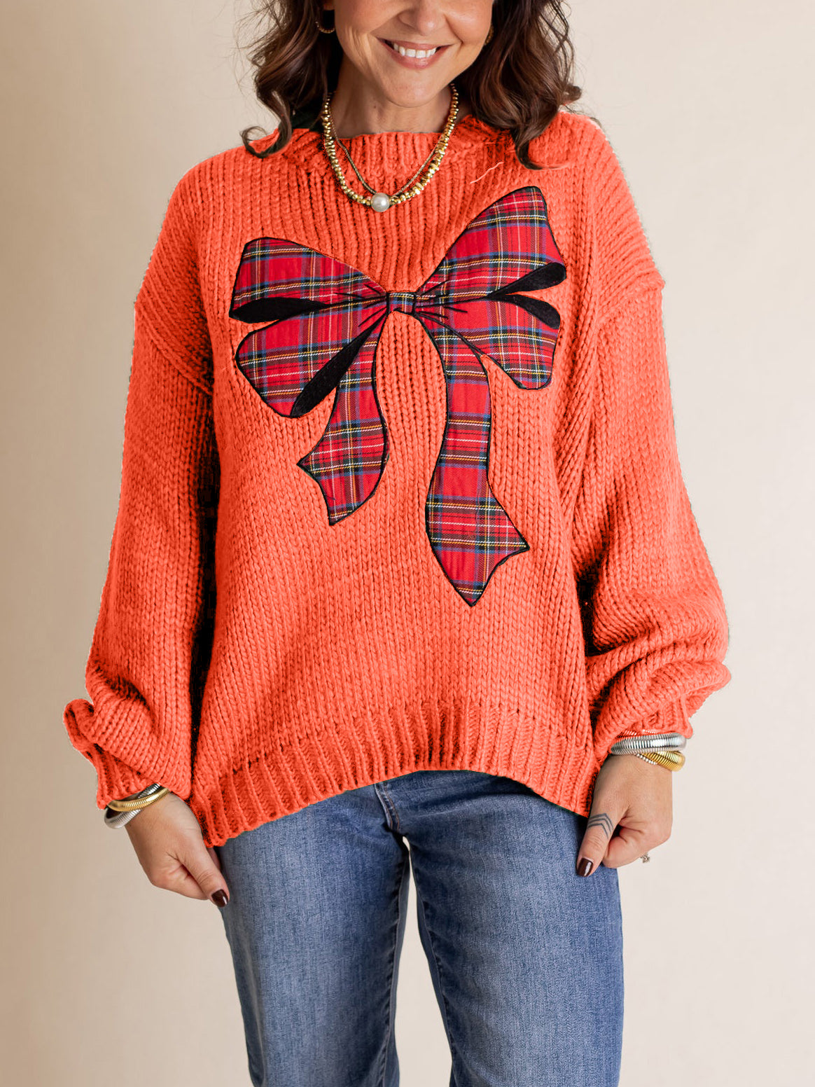✨Pinch Me Christmas Plaid Bow Sweater (Final Days: Big Savings!!!)