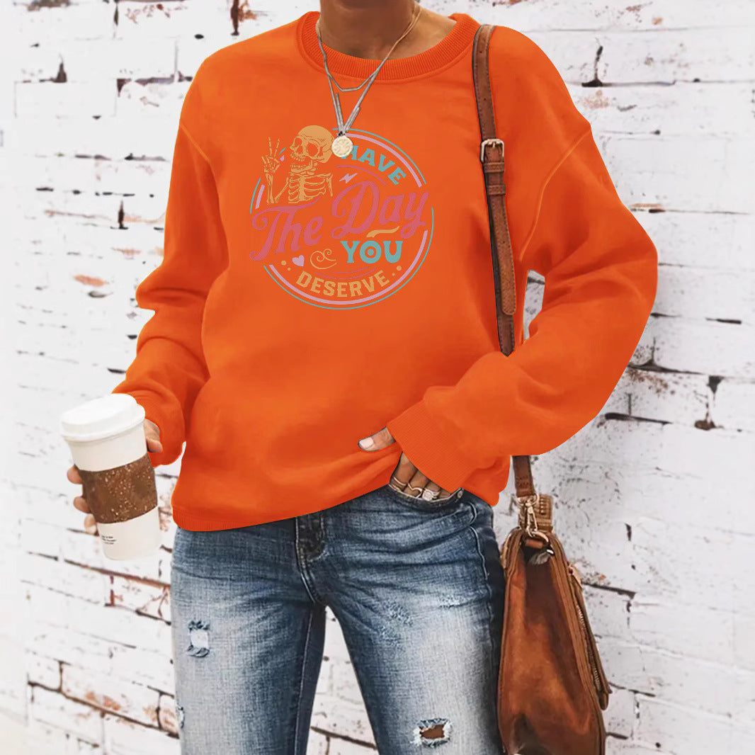 The Day Pattern Printed Round Neck Hoodie