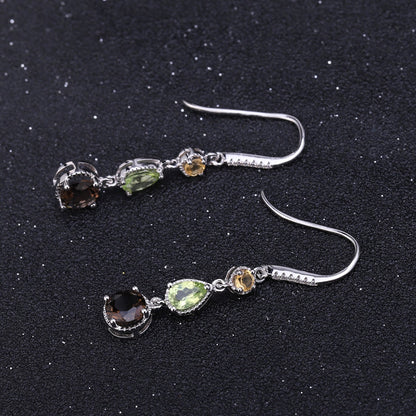 Fashionable Elegant Natural Gemstone Earrings | Genuine S925 Sterling Silver Studs | Luxury Crystal Drop Earrings for Women | Premium Hypoallergenic Fine Jewelry Gift
