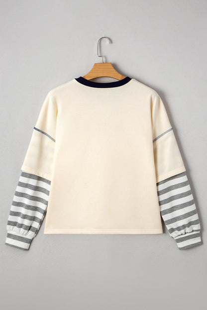 Threaded Pear Ashley Striped Long Sleeve Two-in-one Top