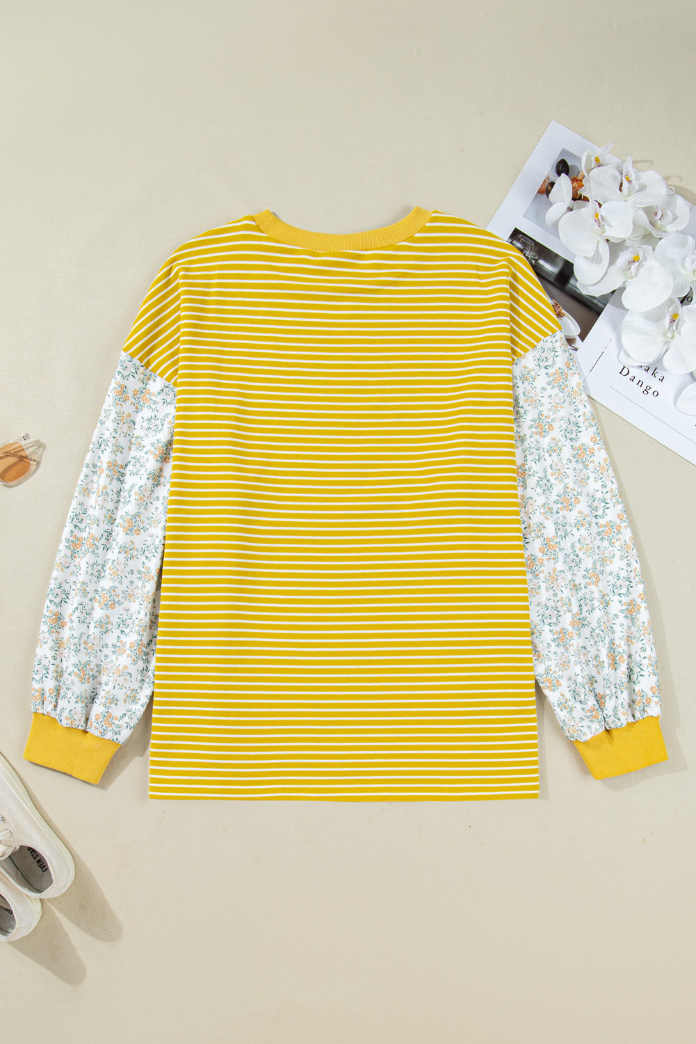 Threaded Pear Evelyn Sleeve Patchwork Loose Top
