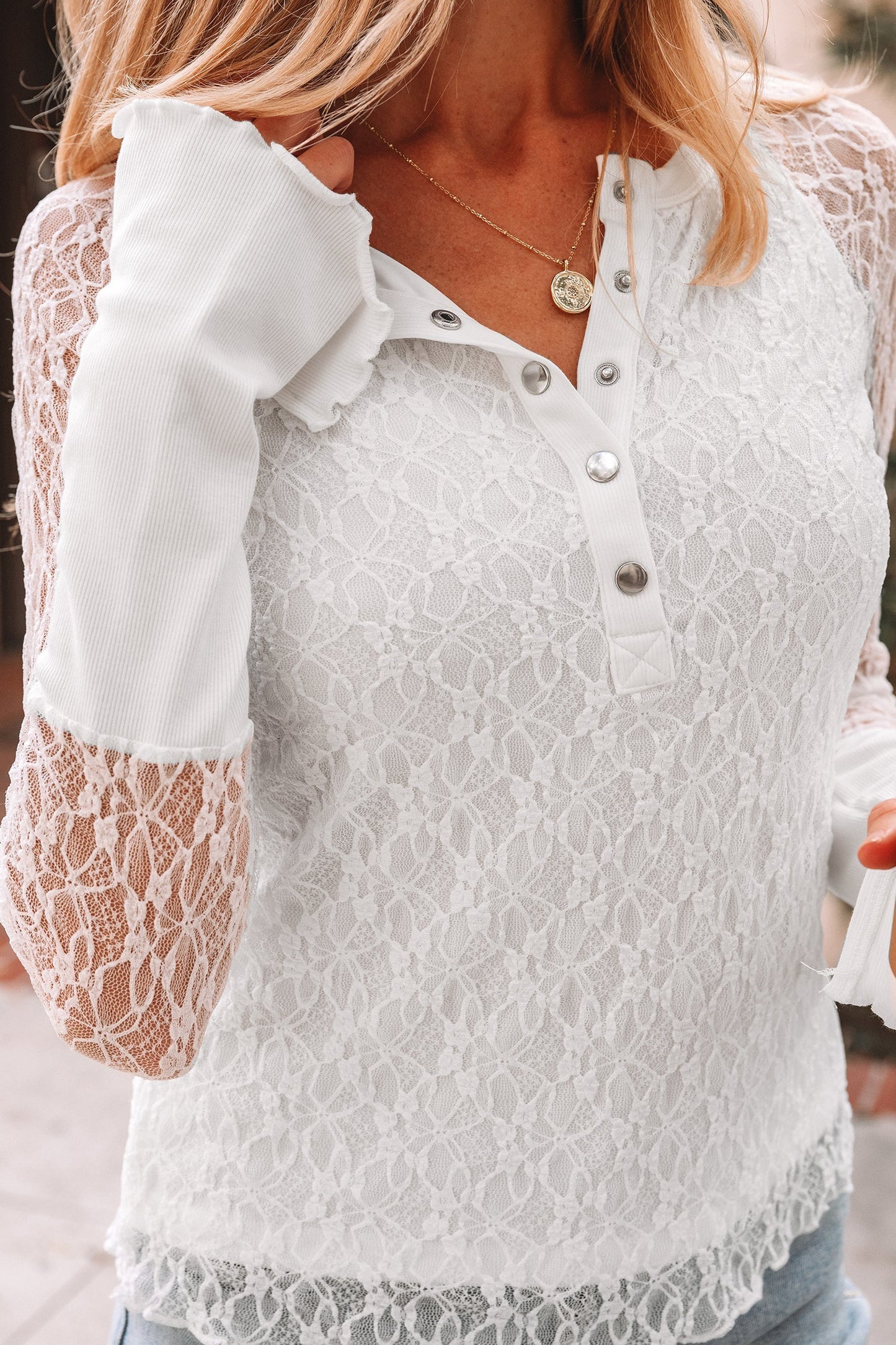 Threaded Pear Luisa Slim Henley top Long Sleeve Top