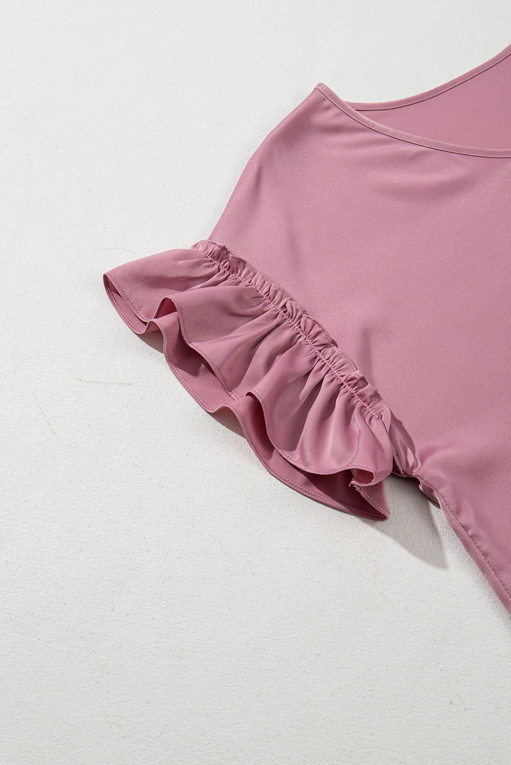 Threaded Pear Ruth Satin Ruffle Sleeve Top