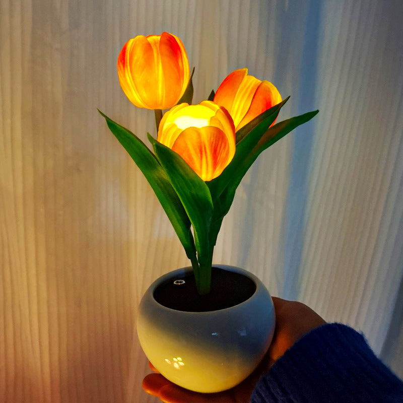 Rechargeable Tulip Night Light LED Simulation Flower Creative Table Light Home Decoration Bedroom Decoration Atmosphere Light
