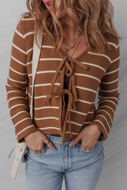 Threaded Pear Lilly Striped Knit Cardigan Sweater