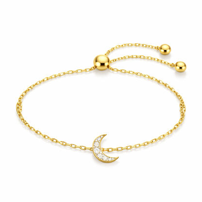 14K Gold Plated Crystal Moon Adjustable Bracelet